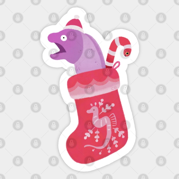 Christmas Greyface moray eel Sticker by pikaole